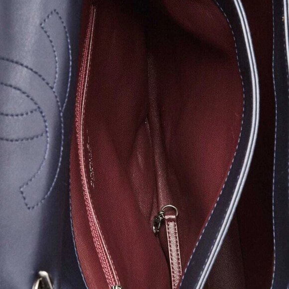 Chanel Navy Blue Quilted Lambskin Leather Large Trendy Bag - Picture 10 of 11